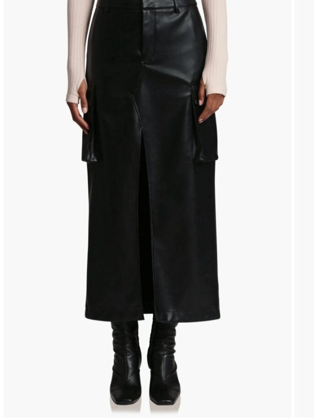 Faux Leather Cargo Maxi Skirt - 7 for all man kind